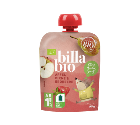 BILLA Bio Quetschie Apfel, Birne & Erdbeere Fruchtmus